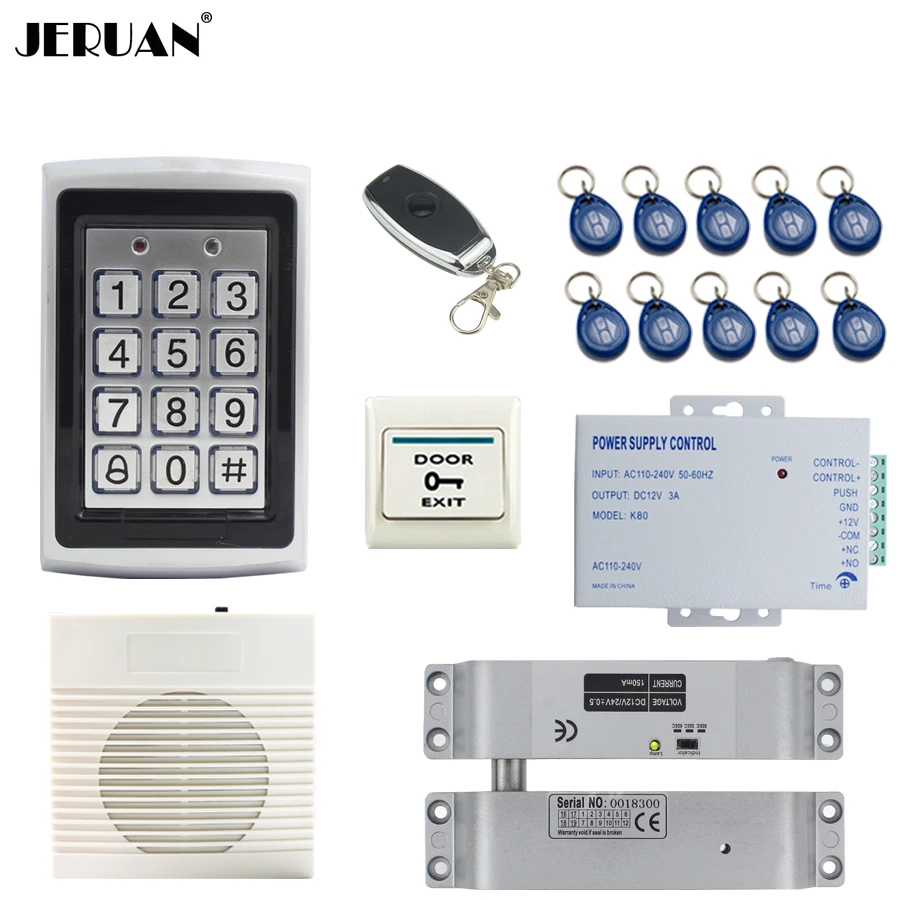 

JERUAN Metal Waterproof Backlight button RFID Access Controller system kit+doorbell+Remote control+Free shipping