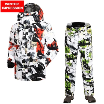 

Winter Impression New Men Ski Jacket+Pants Windproof Waterproof Outdoor Sport Wear Camping Riding Snowboard Skiing Suit