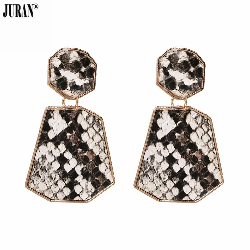 

JURAN Hot Sale Leopard Print Long Dangle Earrings For Women Vintage Fashion Geometric Earrings Punk Big Drop Earring Jewelry