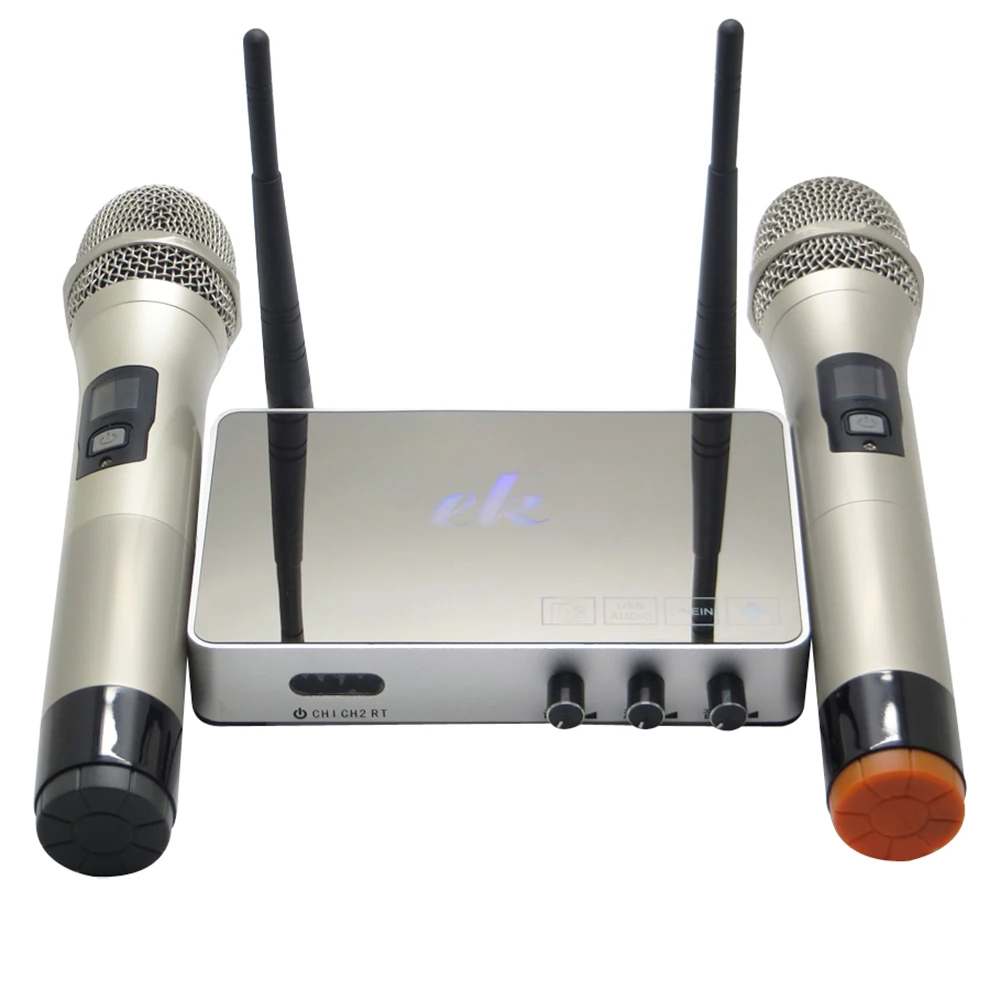 K5 Wireless 4.0 PC Home KTV Mini Karaoke Echo System Singing Machine Box Karaoke Player + 2 Wireless UHF Microphone