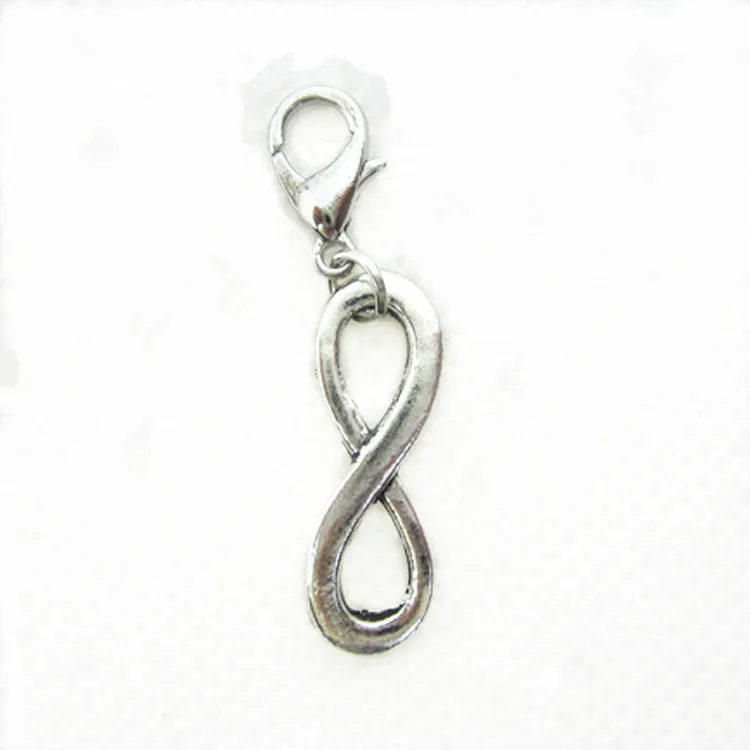 Hot selling 20pcs/lot alloy infinity dangle charms lobster clasp