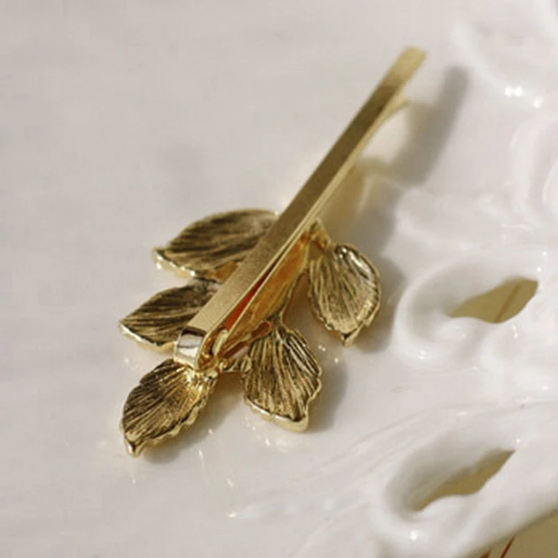 Vintage Hair Clip Olive Branch Leaves Snap Hair Barrette Stick Hairpin Hair Styling Accessories for Women Girls Side Clip
