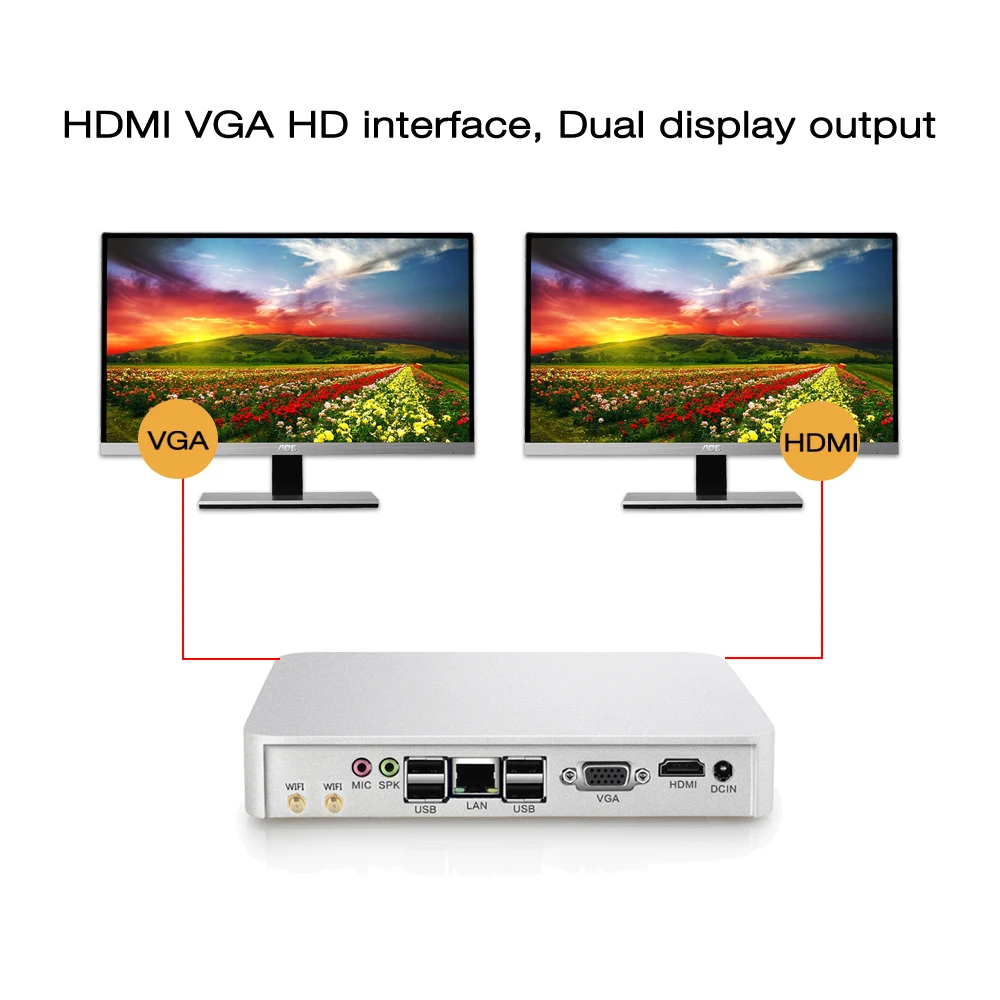Esperanza Mini PC Intel Celeron N3150 J1900 quad-core Mini computadora Celeron N2810 Windows 10 HDMI WIFI USB TV caja de la PC de escritorio