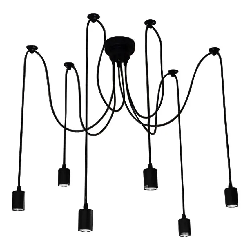 

6 Lights Antique Edison Ajustable DIY Spider Lamp Light E27 Retro Industrial Chandelier