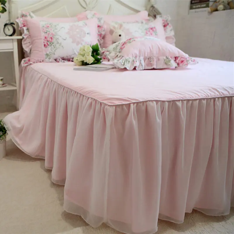 

Top two layers bed skirt romantic chiffon tulle bedspread elegant bedspreads bed sheet set decorative luxury princess bedding
