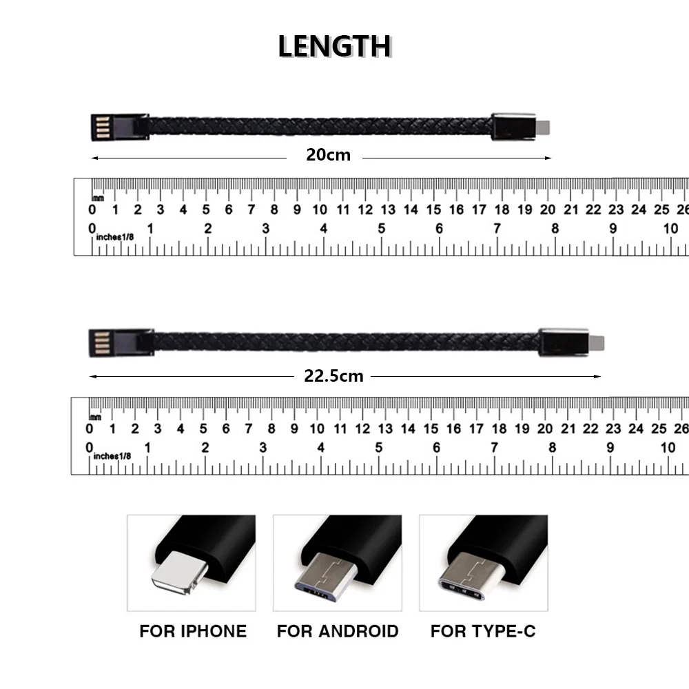 Носимый usb зарядный кожаный кабель для зарядки браслета портативный usb-телефон зарядное устройство для iPhone type C Micro USB Android телефонов