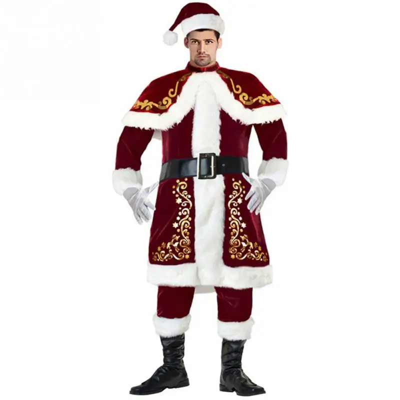 Нарядное рождественское платье Рождественская одежда для влюбленных Санта-Клаус комплект одежды для взрослых плюшевый Рождественский костюм Санты пара Косплей#1123 - Цвет: men type
