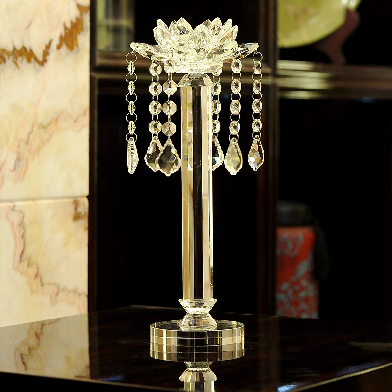 

European Crystal Lotus Candleholder Candlelight Dinner Wedding Candleholder Props Table Candleholder Decoracion Para Iglesia
