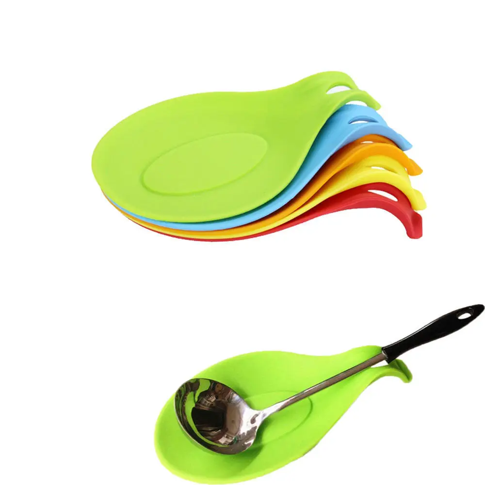 1 шт. силиконовая ложка стойкая кухонная посуда держатель для кухонной лопатки инструмент для приготовления пищи(случайный цвет