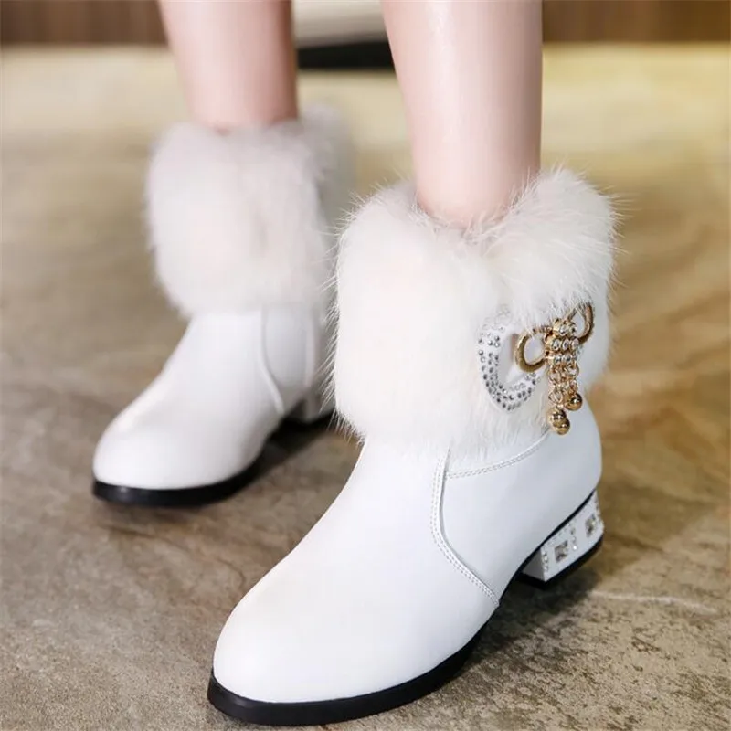 Buy Girls Leather Boots Children Snow Boots Girls Boys Winter Shoes Kids