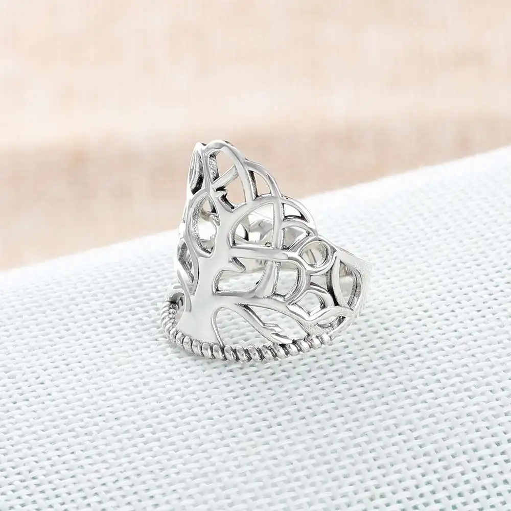 Solid 925 Sterling Silver Female Rings With Tree Design Vintage Style Silver Rings Jewelry GIft to Friends (JewelOra RI102788)