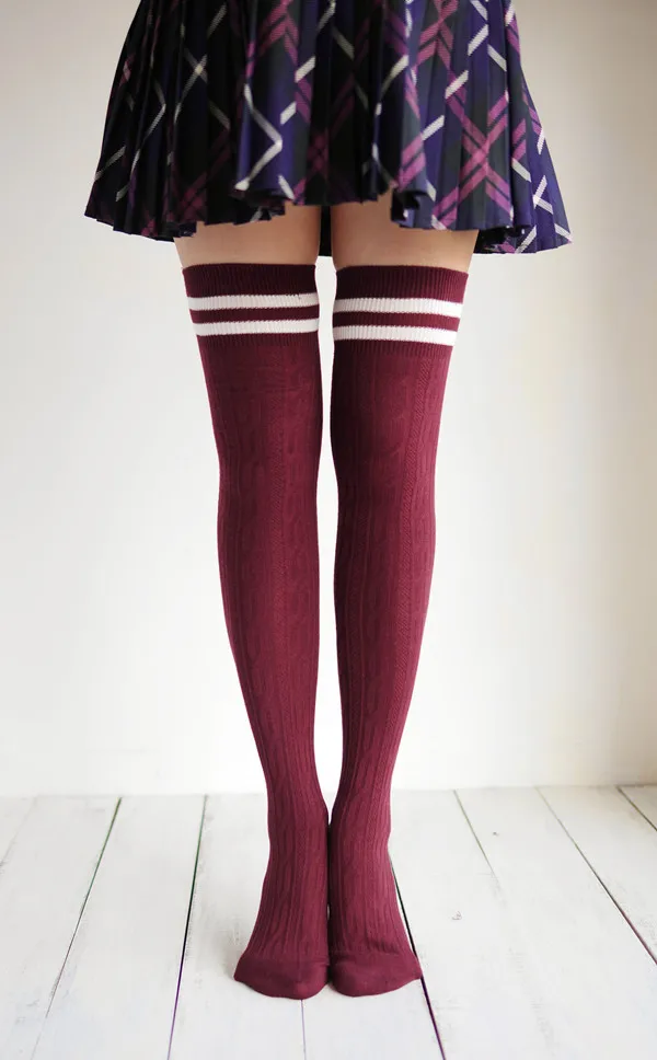 Новые дизайнерские Гольфы выше колена длинные хлопковые чулки для женщин зимние теплые мягкие вязаные носки