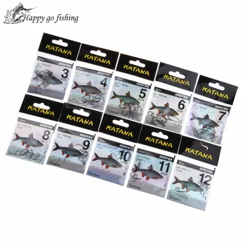 

FISH KING KATANA Cottus 50pcs/lot Size3-Size12 Carbon Steel Fishing Hook With Hole Feeder Anzol Fishhook Fishing Tackle