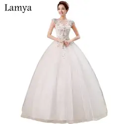 LAMYA/сексуальное свадебное платье с v-образным вырезом и стразами, милое бальное платье принцессы с вышитыми цветами и блестками