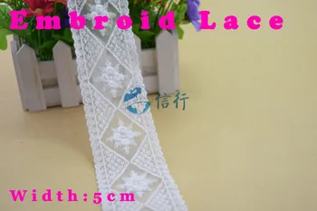

5cm width Cotton embroid lace sewing ribbon guipure trims or fabric warp knitting DIY Garment Accessories free shipping#3397