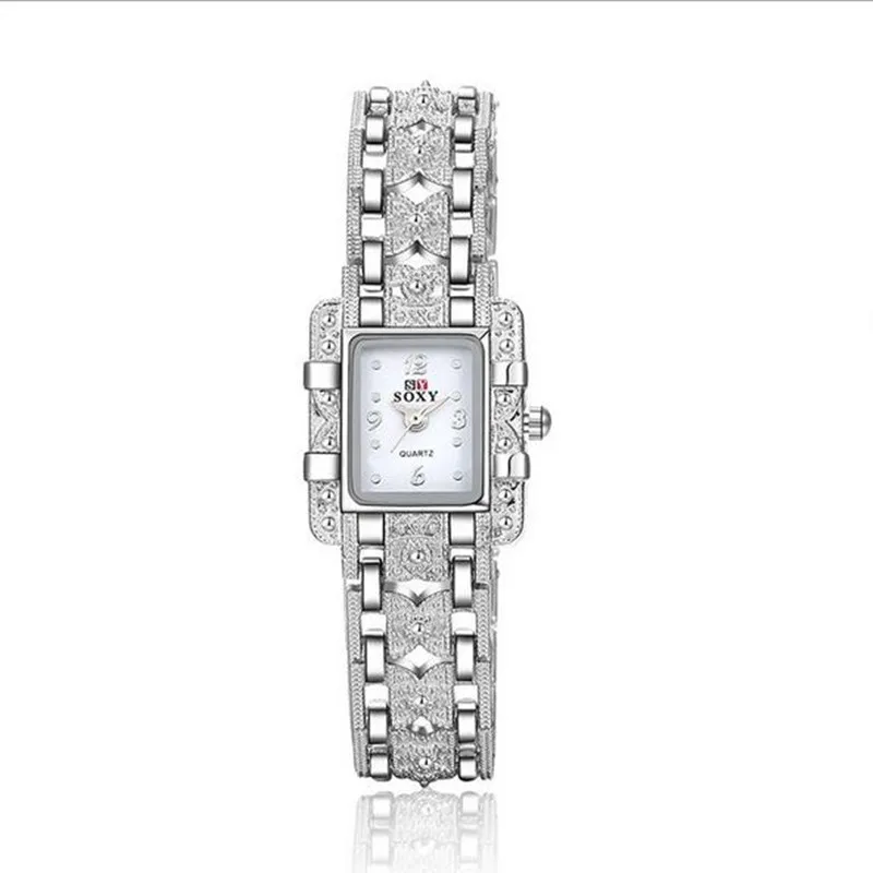 

New Fashion Luxury Silver Rhinestone Watches Women Dress Watches Ladies Bracelet Wristwatches Gift Quartz Watch AC059