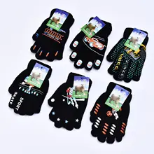 Новинка, черные Мультяшные перчатки, сохраняющие тепло, зимние, для детей, для студентов, для велоспорта, Осенние перчатки, перчатки для рук, Mermey, вязаные, для мальчиков
