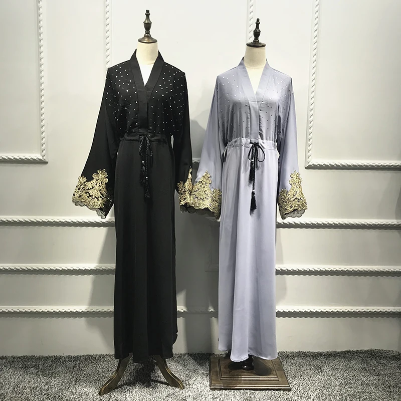 Взрослых платье dubai abaya мусульманин Кружева платье Турецкий бриллиант обтягивающие платья с длинным рукавом Исламская одеяние мусульмане