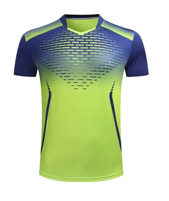 Мужской/женский/Детский костюм для бадминтона, футболка и шорты для настольного тенниса, спортивная одежда, быстросохнущие дышащие футболки K48 - Цвет: Men Green Shirt