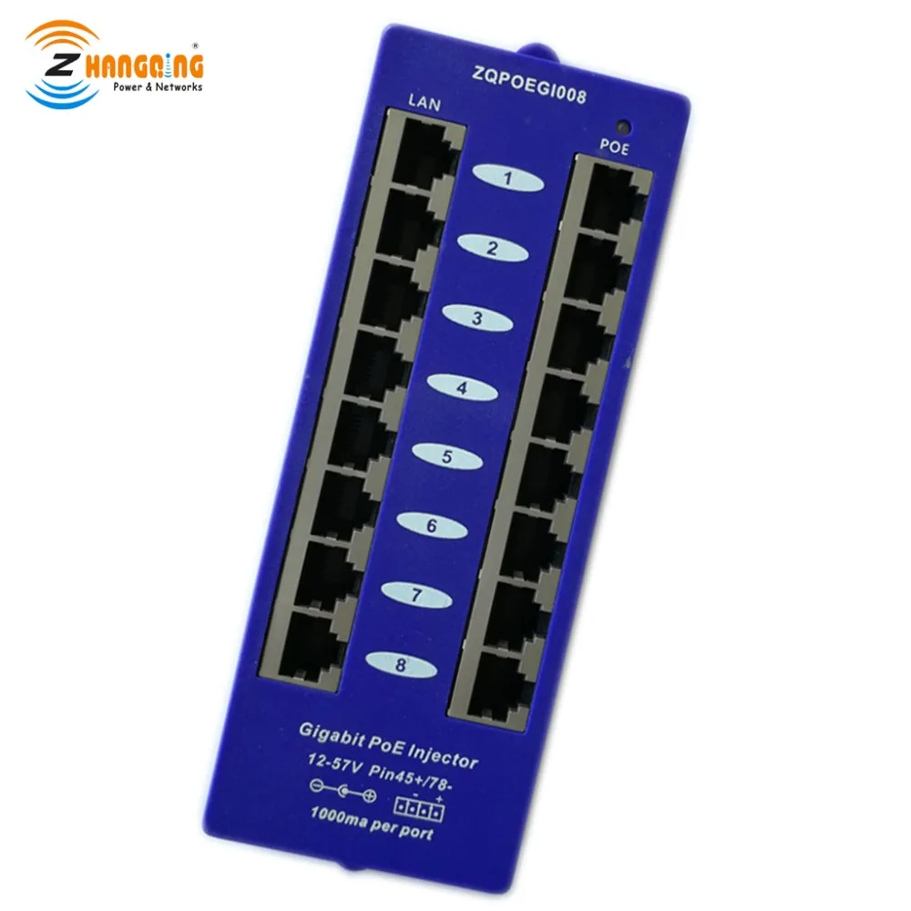 Пассивный 8 портов PoE мощность по Ethernet инжектор 100/1000 Мбит/с для Ubiquiti/Mikrotik включает