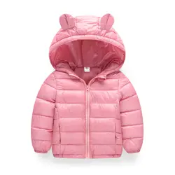 2019 г. Осенне-зимняя куртка для маленьких девочек; куртка для маленьких мальчиков; детская теплая верхняя одежда на молнии с капюшоном и