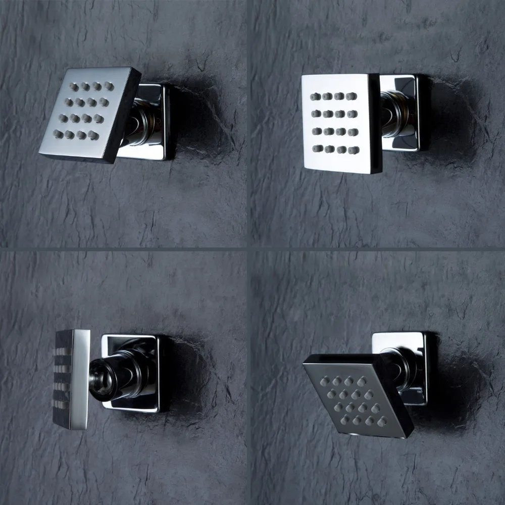 

Modern 4pCS Solid Brass Chrome/brushed gold/black /ORB Square Body Spray massage Jet Shower Set