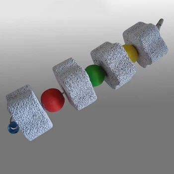 

1 Pcs Pet Bird Parrot Toy with Bell Natural Mineral Chewing Bite Toy Cage Hanging Swing Climb Supplies