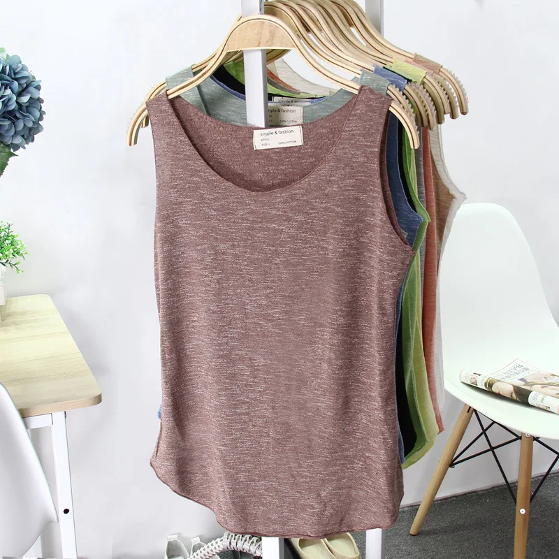 

TWTZQ Spring Summer New Sexy Tank Top Women Sleeveless Multicolor Round Neck Bralette Loose T Shirt Ladies Vest Singlets 3BX005