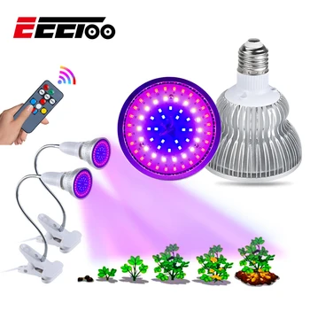 

Fitolampy for Plants Full Spectrum LED Grow Light 50W E27 LED Bulb Remote Control Grow Lamp for Succulents Seedings Growth Light