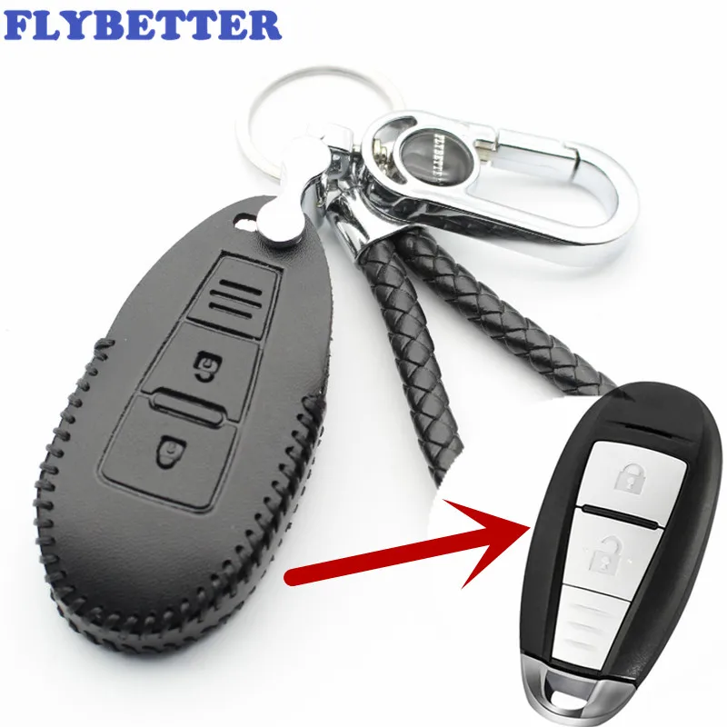 FLYBETTER чехол для смарт ключей с 2 кнопками из натуральной кожи