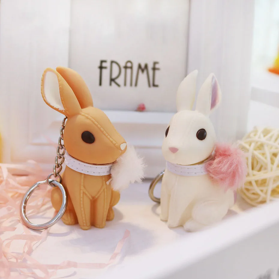 Creative Animal Key Chain Lovely PVC Rabbit Key Holder Shake Head for