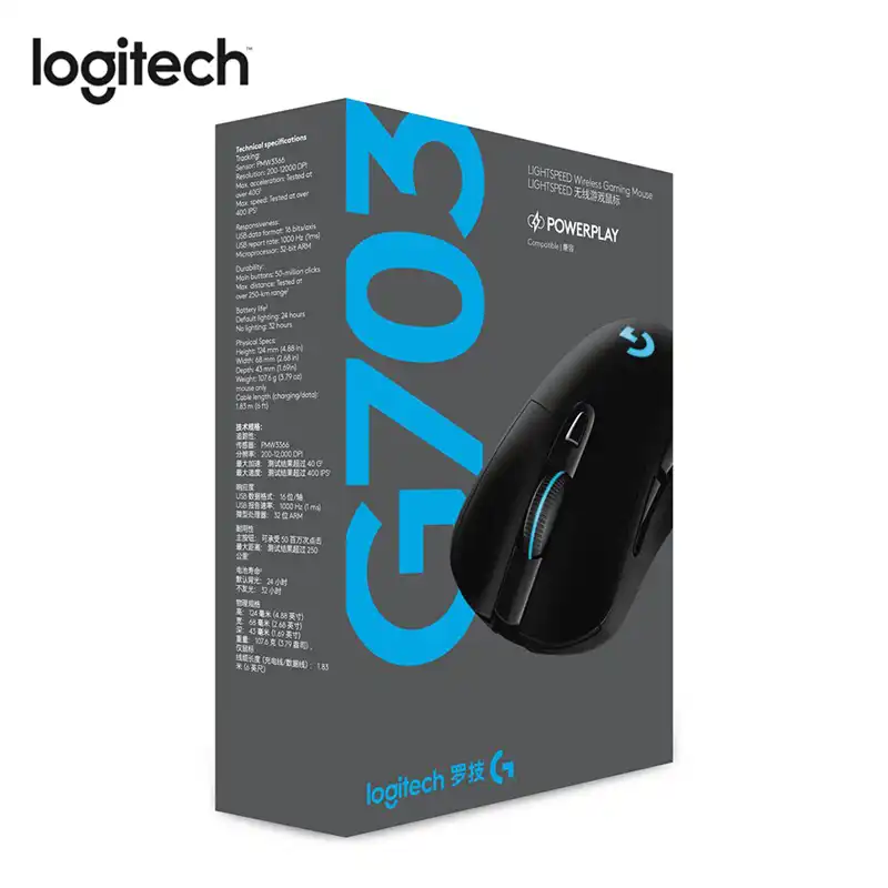 ロジクール G703 ライトスピードワイヤレスゲーミングマウス Pmw3366 センサー 2 4 Ghz の光学式マウス 100 Dpi で Rgb サポート Powerplay システム Mice Aliexpress
