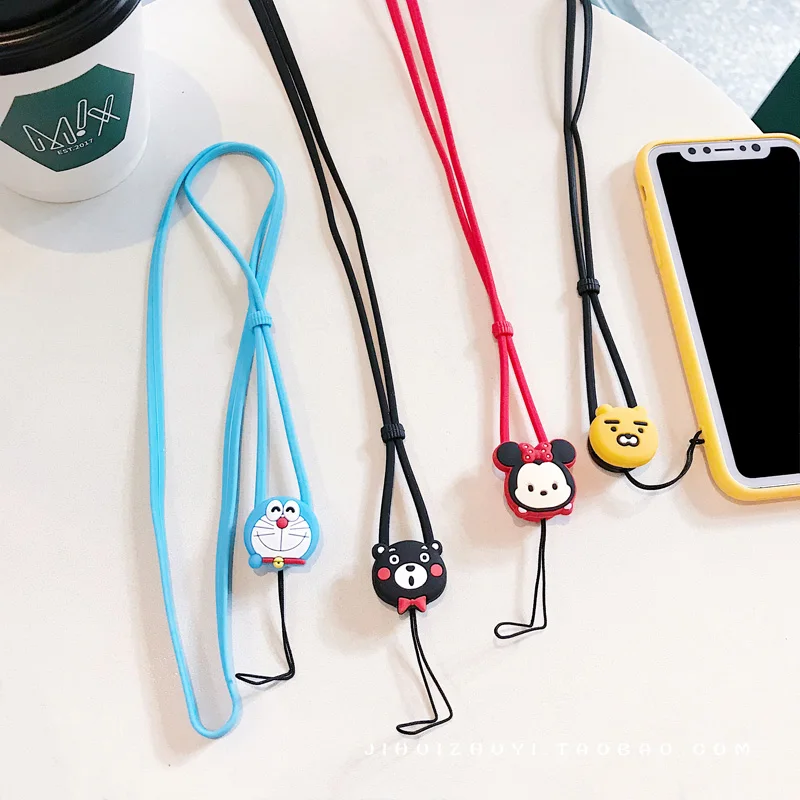 المحمول شريط لتعليق الهاتف المحمول الحبل الرقبة الشريط ل مفاتيح ID بطاقة USB شارة ل xiaomi حامل DIY شنق حبل سيليكون الكرتون لطيف القط