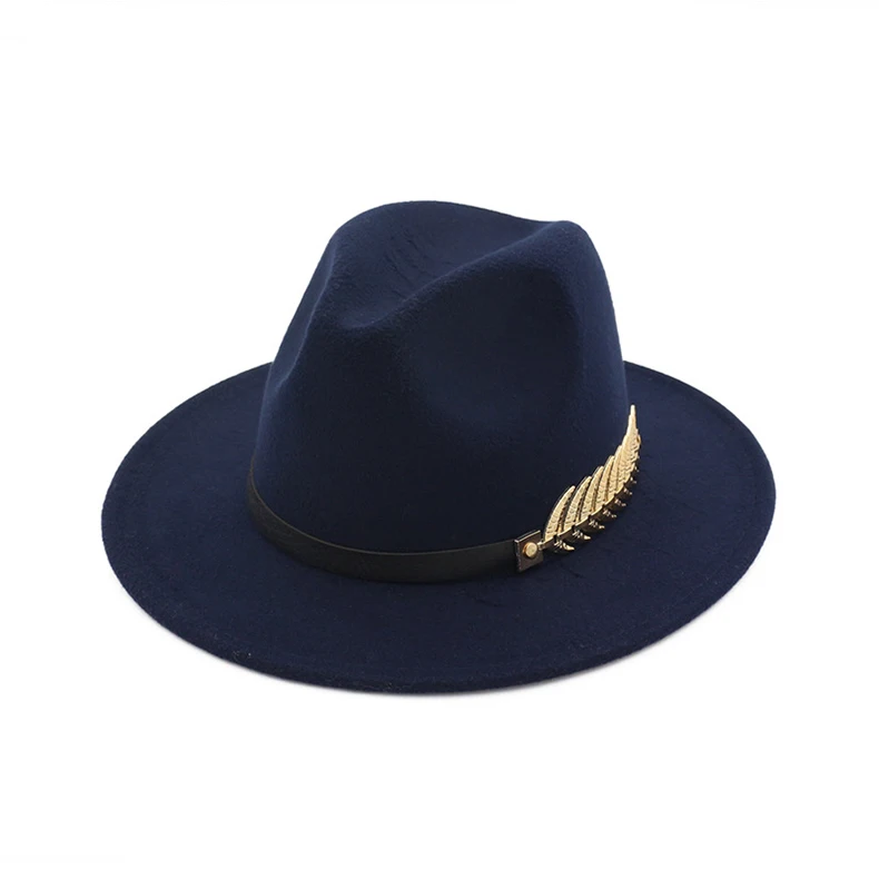 Новинка, брендовая джазовая шляпа, высокое качество, вечерние, свадебные, женские шляпы, фетровые шляпы, металлический лист, фетровая одноцветная шляпа с широкими полями - Цвет: color 4