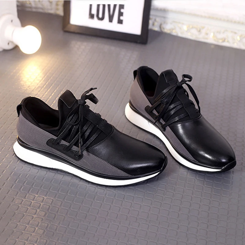 Hombres Británico Cuero 2018 Diseñador Casuales up Mycolen Encaje Negro Zapatos Zapatillas Pisos Genuino Estilo De Lace Hasta Moda YEdqU