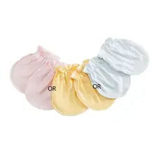 3 пары, унисекс, Детские рукавицы, не царапаются, не захватывают руки, мягкие, хлопковые, удобные, одноцветные, для младенцев, защита лица, HM