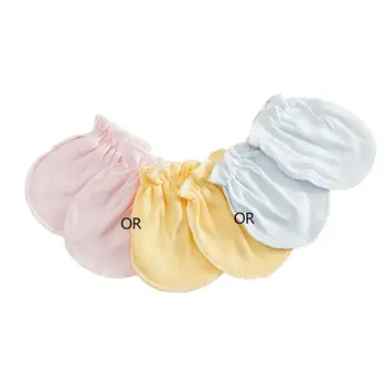 

3 Pairs Unisex Baby No Scratch Mittens Anti Grabbing Hands Gloves Soft Cotton Comfortable Solid Colors Infant Face Protector HM