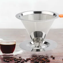 Stainless Steel Pour Over Cone Dripper Reusable Coffee Filter with Cup Stand Coffee Tea Filter Basket Tools Kitchen Coffeeware