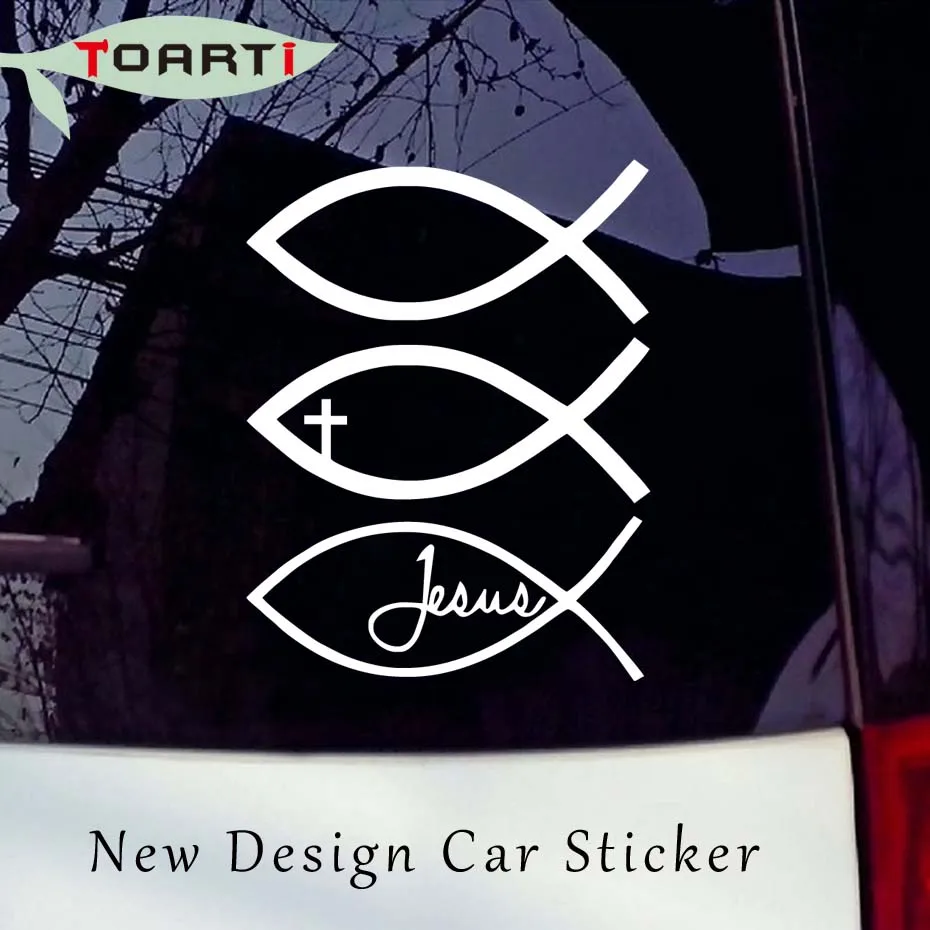 14*10CM (3X) Jesus Fish God Christian Cross Car Vinyl 14*10CM (3X) Jesus Fish God Christian Cross Car Vinyl