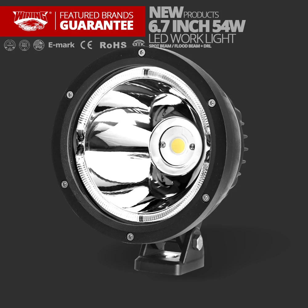 

Wining Lighting 9888545 Cannon Black 6.7" 54W Narrow LED Spot Light high power led work light for jeep offroad light SUV ATV UTV