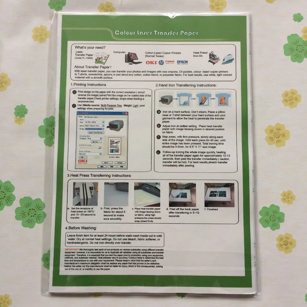 40 шт./лот) не нужно вырезать изображение A4 Размер светлый цвет лазерная бумага передачи тепла OK для светлого цвета, футболка, одежда