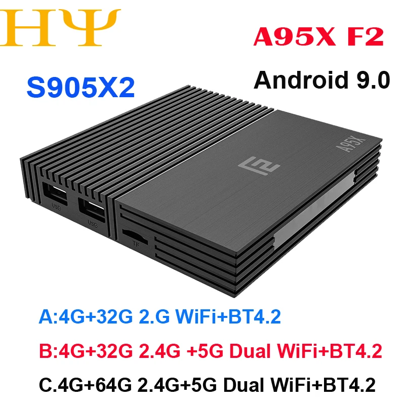 Android 9,0 tv BOX A95X F2 Amlogic S905X2 4K Smart tv плеер 4 Гб 64 Гб 2,4 г и 5 г двойной wifi PK X96 Mi приставка