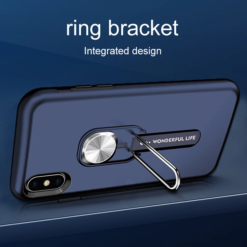 Скрытая скобка чехол для iPhone 7 8 Plus 6 6S чехол металлический палец кольцо Гибридный Пластиковый силиконовый чехол для iPhone X XR XS Max Fundas