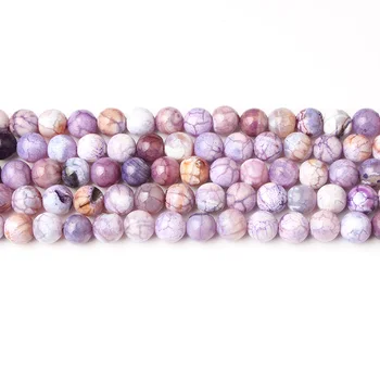 

LanLi 8mm natural Jewelry violet Ice blasting dragon desig stone Loose Beads DIY Fashion bracelet necklace ear stud Accessories