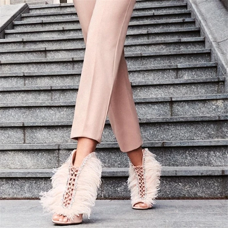 Giuseppe-Zanottis-Charleston-Suede-and-Feathers-High-Heel-Sandals-Pink