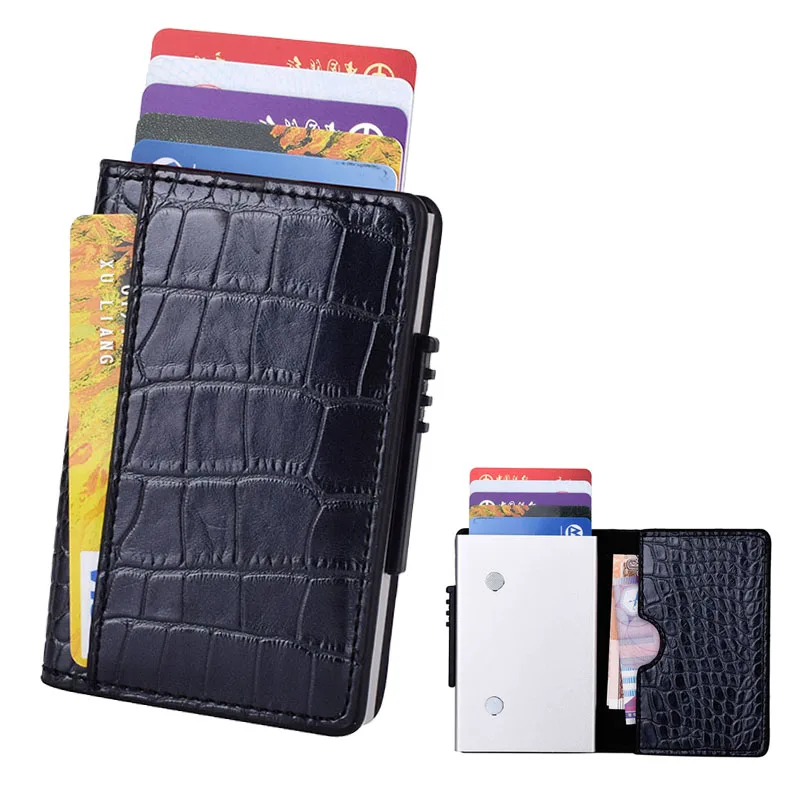 Metal Men Card Holder RFID Aluminium Alloy Credit Card Holder PU