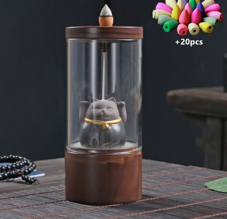 

Ancient Puss Fortunate Reflushed Zen Burner Of Incense With Cover Of Glass Perfumed Incense Oven Aromaterapia Home Decoration