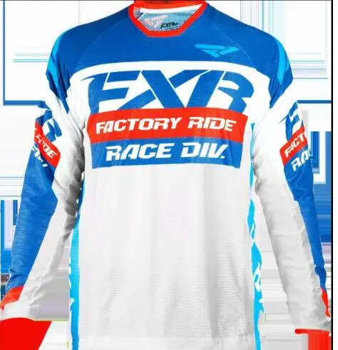 Футболка FXR MTB для мотокросса MX BMX для гонок по бездорожью, мотогонок, футболка с длинным рукавом для Yamaha Moto GP, гоночная одежда, Черная майка - Цвет: Синий