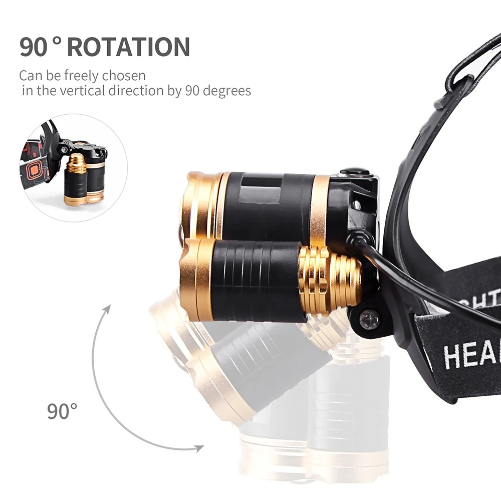 Супер яркий светодиодный налобный фонарь 3 X T6 светодиодный фонарь с бусинами водонепроницаемый налобный фонарь Масштабируемая лампа для наружного освещения 2x18650 батареи