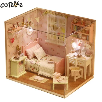 

CUTEBEE DIY Doll House Miniature Dollhouse with Furnitures Wooden House Toys For Children Birthday Gift Handmade Crafts H02
